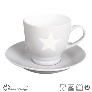 3 Unzen Tasse und Untertasse mit Star Design Grey Farbe